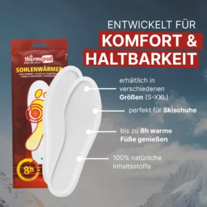 Detailaufnahme der Thermopad Sohlenwärmer, Material und Qualität im Fokus.